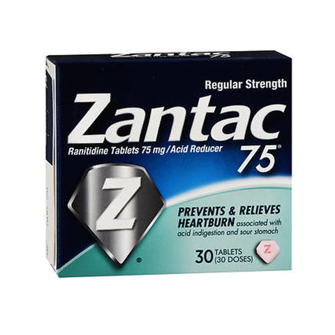 Zantac, Regular Strength Acid Reducer, 75 mg, 30 tabs Zantac
