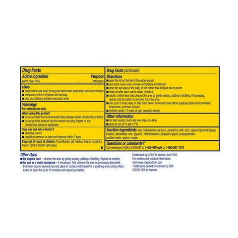 Preparation H, Medicated Hemorrhoidal Wipes With Witch Hazel And Aloe Maximum Strength, 48 Count Preparation H