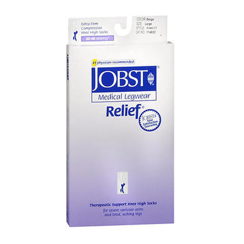 Jobst, Medical Legwear Relief Therapeutic Support Knee High Socks Extra Firm Compression Beige Large, 1 Pair Jobst