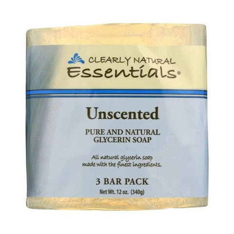 Clearly Natural, Essentials Glycerin Bar Soap Unscented, 3 Bars Clearly Natural