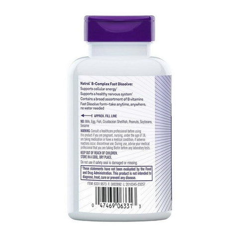 Natrol, B-Complex Fast Dissolve Coconut Natural Flavor, 90 TABS