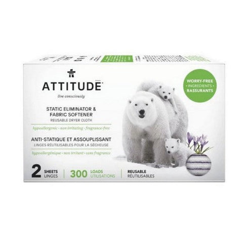 Attitude, Anti-Static Eliminator Cloth Sheet 300 Load, 2 Count Attitude