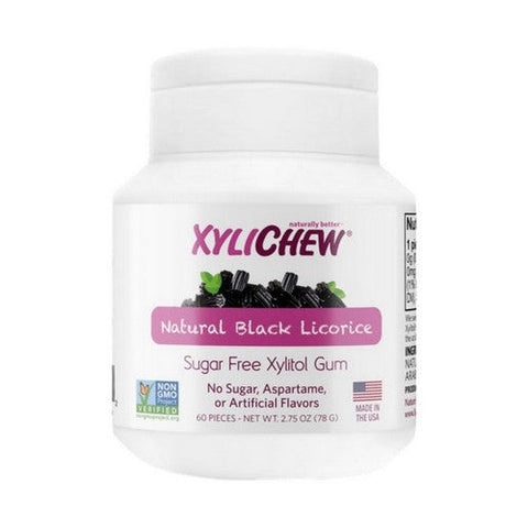 Xylichew, Xylitol Chewing Gum Natural Black Licorice, 60 Ct