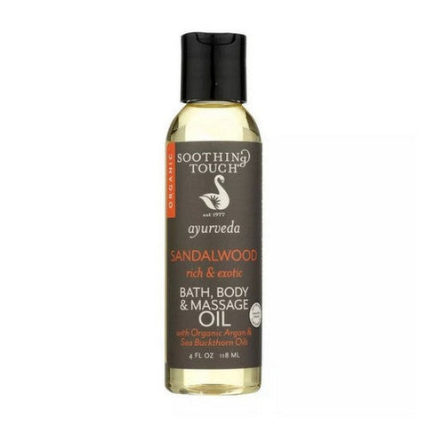 Soothing Touch, Ayurveda Bath Body And Massage Oil Sandalwood, 4 Oz Soothing Touch