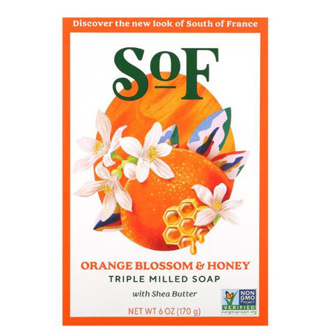 South Of France Soaps, Triple Milled Soap Bar Orange Blossom Honey, 6 Oz South Of France Soaps