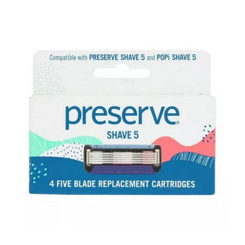 Preserve, Shave 5 Blade Cartridges, 4 Count