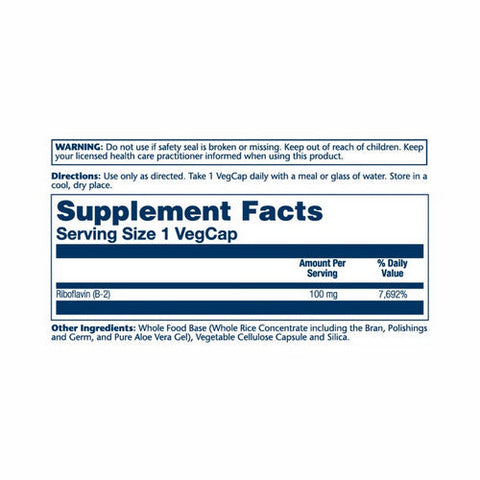 Solaray, Vitamin B-2, 100 mg, 100 Caps
