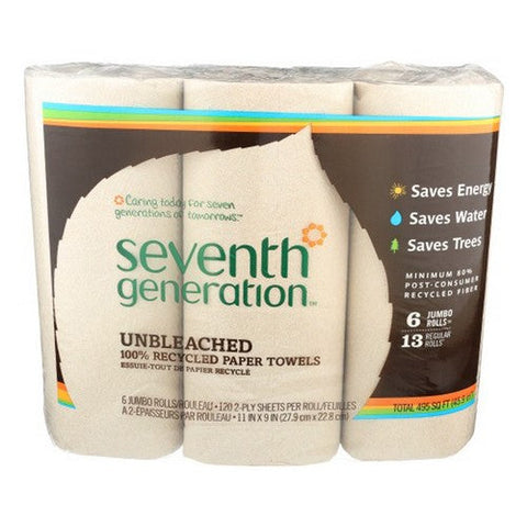 Seventh Generation, Paper Towels Unbleached, 6 Roll(Case Of 4) Seventh Generation