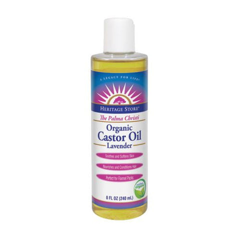 Heritage Store, Castor Oil Lavender Organic, Lavender, 8oz