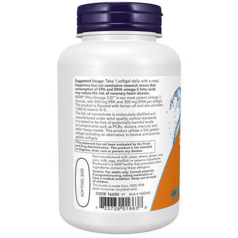 Now Foods, Ultra Omega 3-D, 90 Softgels Now Foods