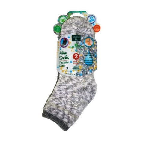  Aloe Moisture Aloe Socks Gray Plaid 2 Pairs by Earth Therapeutics