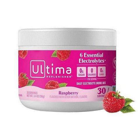 Ultima Replenisher, Electrolyte Powder Raspberry, Raspberry Powder, 3.4 Oz Ultima Replenisher