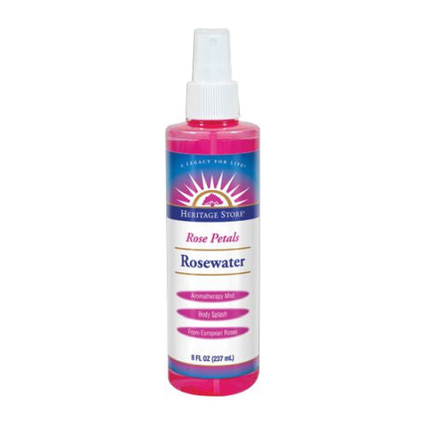 Heritage Store, Rosewater Refreshing Facial Mist, ROSEWATER ATOMIZER, 8 OZ Heritage Store