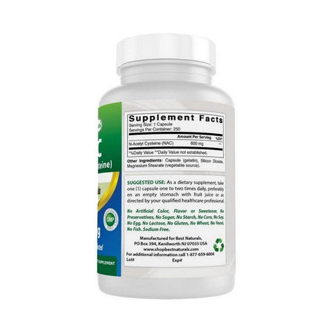 Best Naturals, Nac N-Acetyl Cysteine, 600 mg, 250 Caps