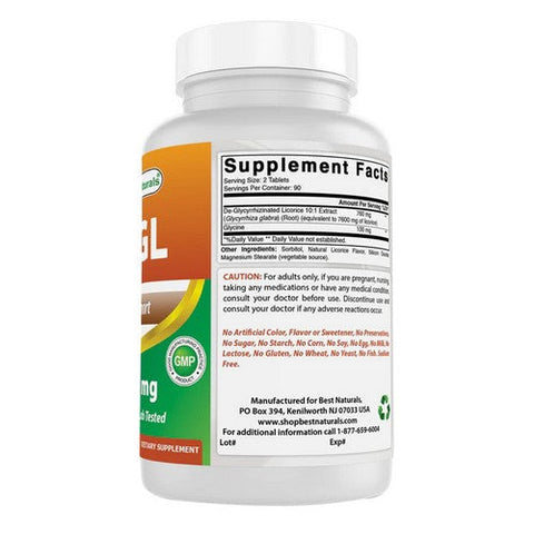 Best Naturals, DGL Chewable, 380 mg, 180 Tabs