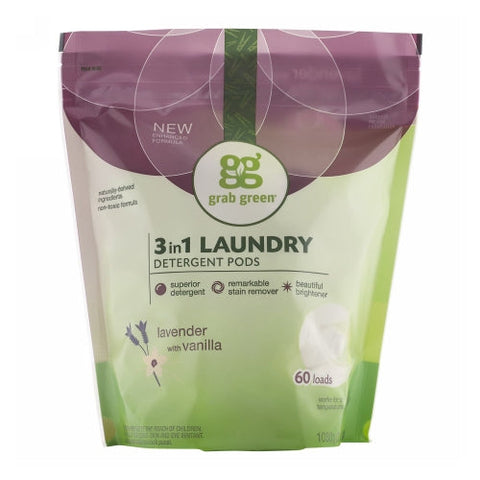 Grab Green, 3 in 1 Laundry Detergent Pods Lavender Vanilla, 60 Loads