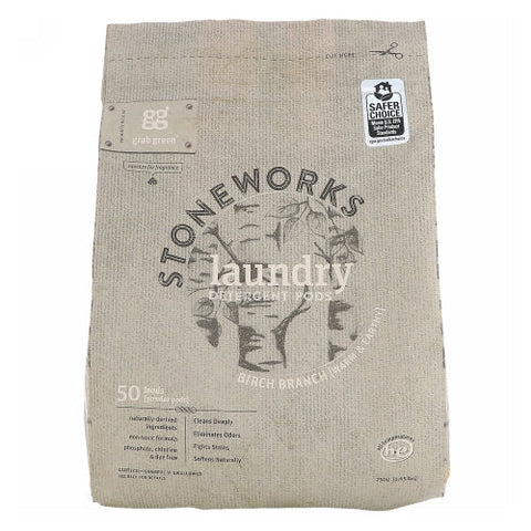 Grab Green, Stoneworks Laundry Detergent Pods, Birch Branch 50 Loads
