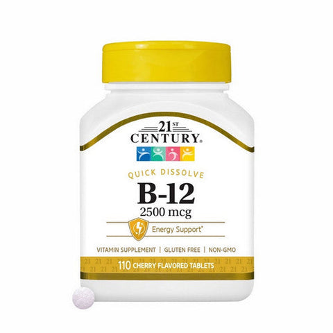 21st Century, Quick Dissolve Vitamin B-12 Cherry, 2,500 Mcg, 110 Tabs 21st Century