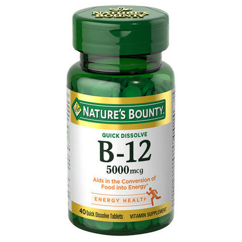 Nature's Bounty, B-12 Quick Dissolve Tablets, 5000 Mcg, 40 Count Nature's Bounty
