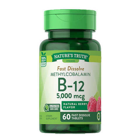 Nature's Truth, B-12 Fast Dissolve Natural Berry Flavor, 5000 Mcg, 60 Tabs Nature's Truth