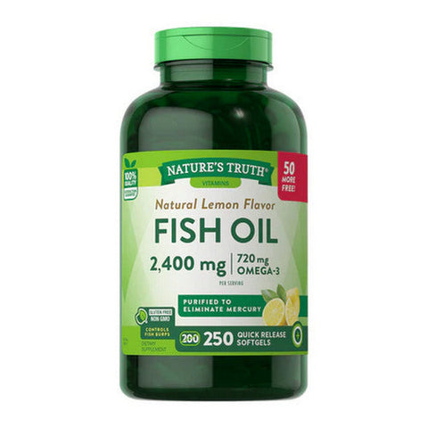Fish Oil Quick Release Softgels Natural Lemon Flavor 250 Caps by Nature's Truth