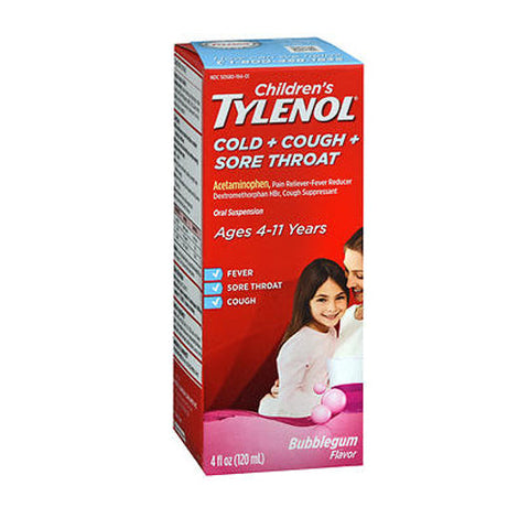 Tylenol, Children'S Cold + Cough + Sore Throat Oral Suspension Bubble Gum, 4 Oz Tylenol