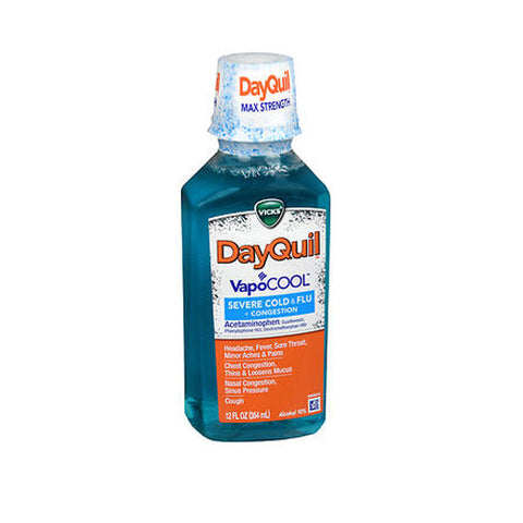 Vicks, Dayquil Severe Cold And Flu Plus Congestion Liquid Vapocool, 12 Oz Vicks