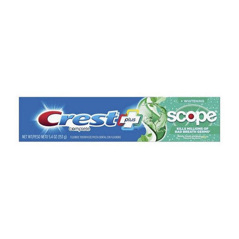 Crest, Complete Multi-Benefit Whitening + Scope Fluoride Toothpaste Minty Fresh Striped, 5.4 Oz