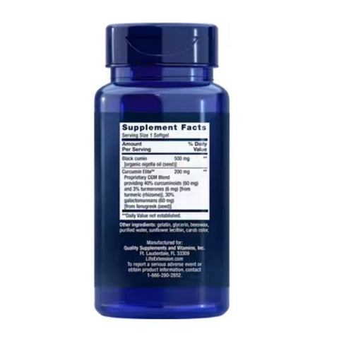 Life Extension, Black Cum in Seed Oil & Curcumin Elite Turmeric Extract, 60 soft gels Life Extension