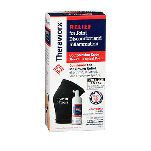 Theraworx, Compression Knee Sleeve + Topical Foam Large And Xl, 1 Each Theraworx