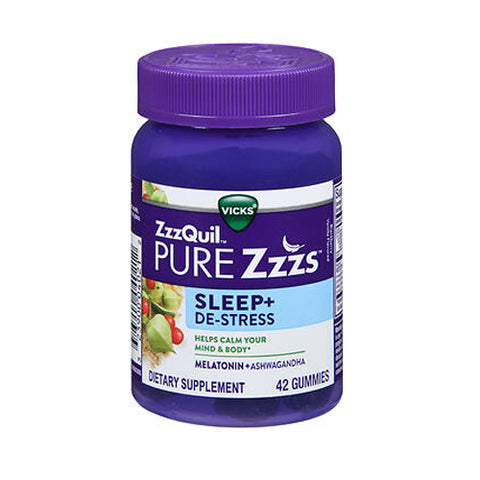 Zzzquil Pure Zzzs Sleep + De-Stress Gummies Blackberry Vanilla 42 Each by Vicks