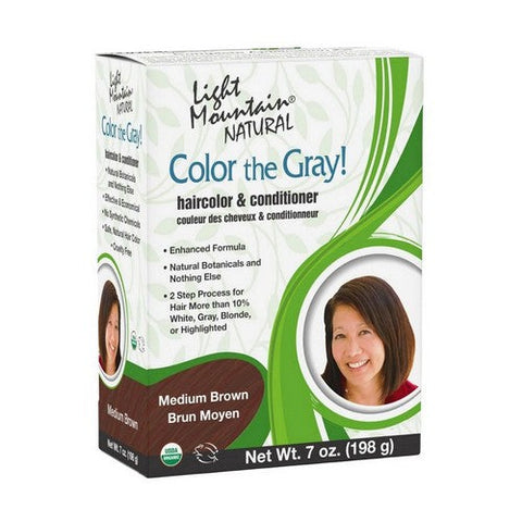 Light Mountain, Color the Gray Natural Haircolor And Conditioner Medium Brown, Brown-Medium 7 Oz Light Mountain
