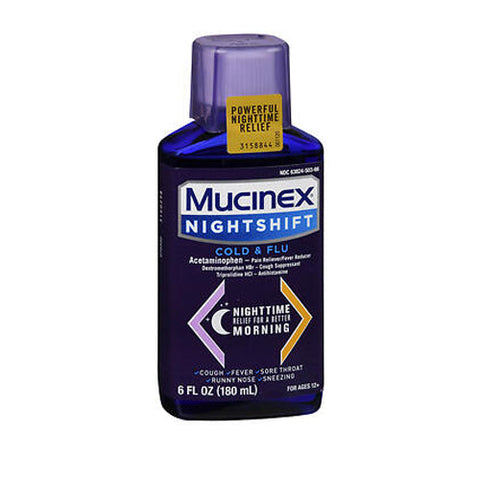 Mucinex, Nightshift Cold & Flu Liquid, 6 Oz Mucinex