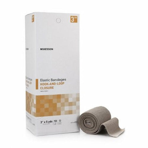 McKesson, Elastic Bandage 3 Inch X 5 Yard Single Hook and Loop Closure Tan 053, Box Of 10 McKesson