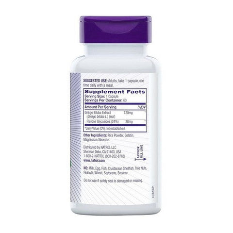 Natrol, Brain Health Ginkgo Biloba, 120 MG, 60 Capsules