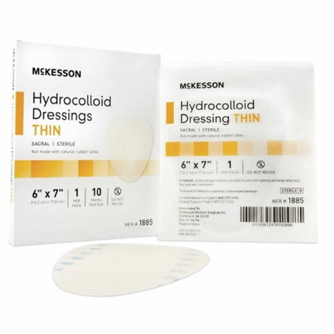 McKesson, Thin Hydrocolloid Dressing Film Backing 6 X 7 Inch Sacral Hydrocolloid 1885, Case Of 16 McKesson