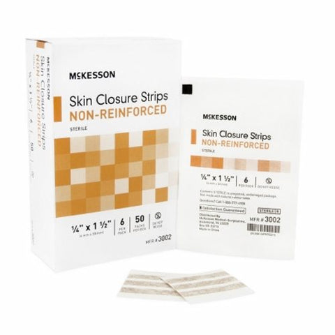 McKesson, Skin Closure Strip McKesson 1/4 X 1-1/2 Inch Nonwoven Material Flexible Strip Tan, Case Of 4
