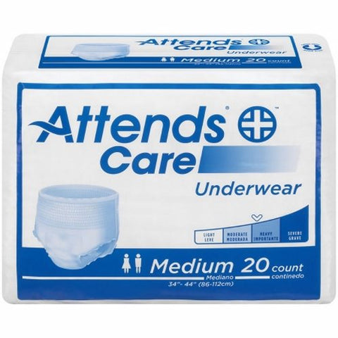 Attends, Unisex Adult Absorbent Underwear Attends  Care Pull On with Tear Away Seams Medium Disposable Modera, Case Of 4 Attends