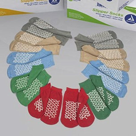 Slipper Socks Soft Sole Large Blue Ankle High Count of 48 by Dynarex