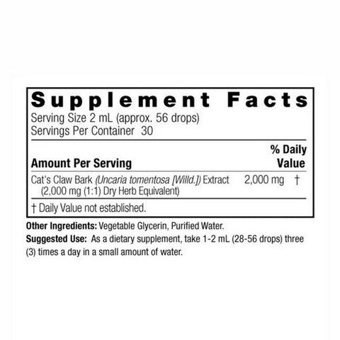 Nature's Answer, Catâ€™s Claw Bark Liquid Extract Alcohol Free, 2000 Mg, 2 Oz Nature's Answer