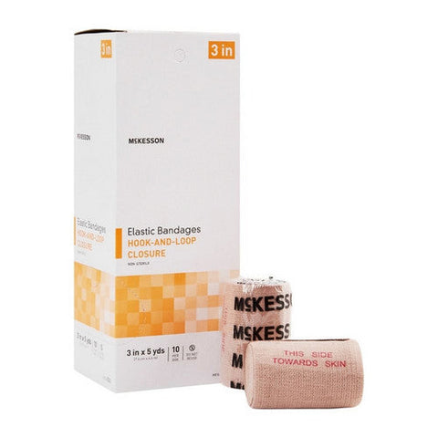 McKesson, Elastic Bandage 3 Inch X 5 Yard Single Hook and Loop Closure Tan 053, Case Of 5 McKesson
