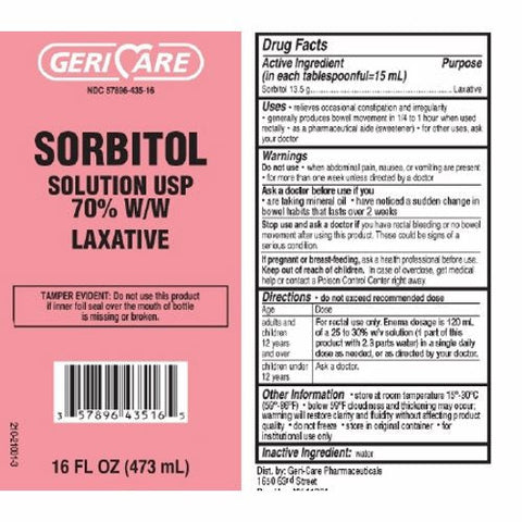 Gericare, Laxative Geri-Care  Liquid 16 oz. 70% Strength Sorbitol, 16 Oz