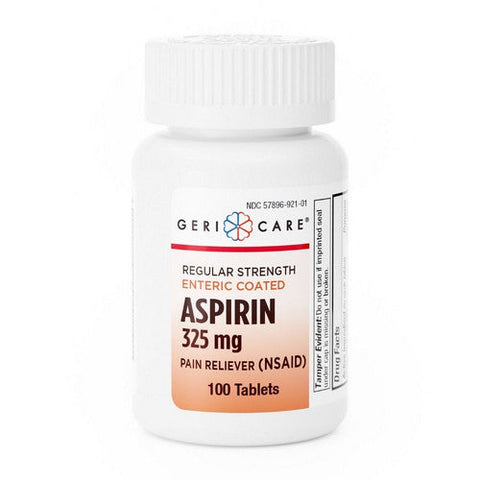 McKesson, Pain Relief Geri-Care  325 mg Strength Aspirin Tablet 100 per Bottle, Count of 12 McKesson