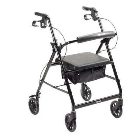 4 Wheel Rollator McKesson Black Folding Aluminum Frame Black 1 Each by McKesson
