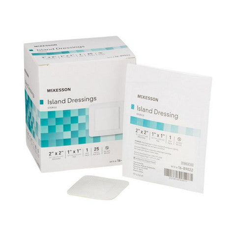 McKesson, Adhesive Dressing McKesson 2 X 2 Inch Polypropylene / Rayon Square White Sterile, Box Of 25 McKesson