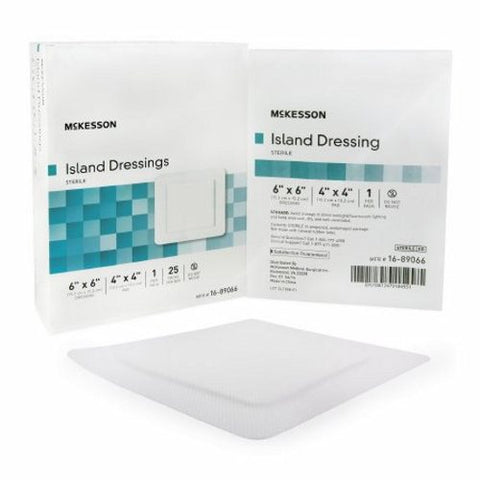 McKesson, Adhesive Dressing McKesson 6 X 6 Inch Polypropylene / Rayon Square White Sterile, Box Of 25 McKesson