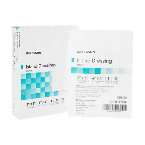 McKesson, Adhesive Dressing McKesson 6 X 6 Inch Polypropylene / Rayon Square White Sterile, Count of 1 McKesson