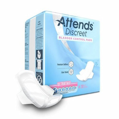 Attends, Discreet Ultra Thin Bladder Control Pads Light Absorbency 9 Inch Length, Count of 20