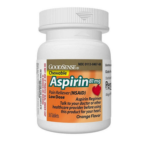 Good Sense, Chewable Aspirin Orange Flavor, 81 Mg, 36 Tabs Good Sense