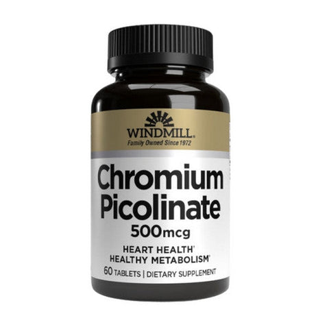 Windmill Health, Chromium as  Picolinate, 500 mcg, 60 Tabs Windmill Health